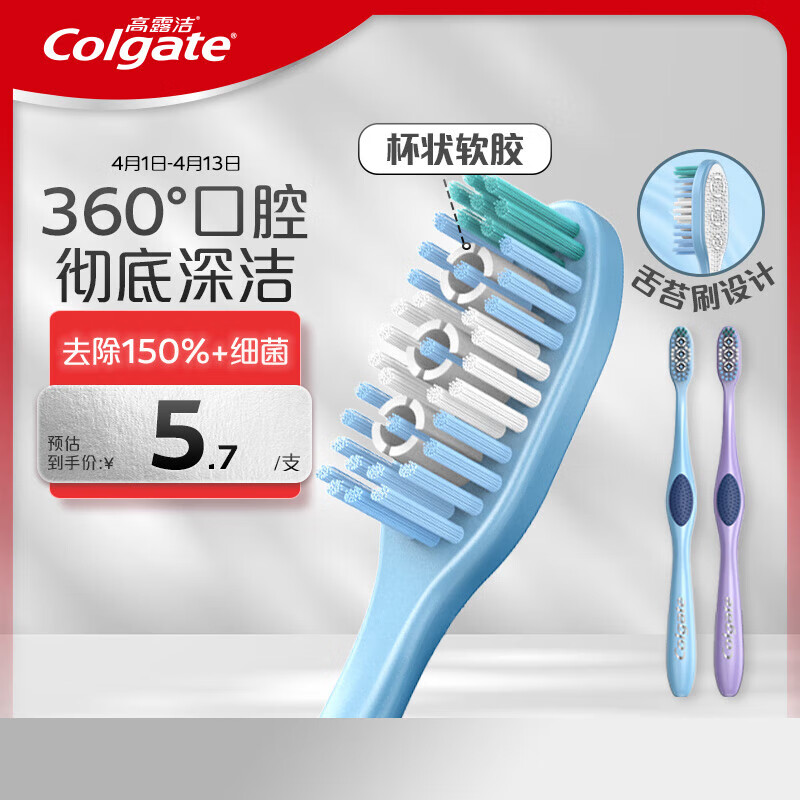 高露洁(Colgate)360全面口腔清洁牙刷买一送一 - 高露洁(Colgate)