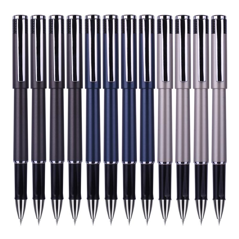 得力(deli)S19(黑色)办公大容量中性笔0.5mm子弹头