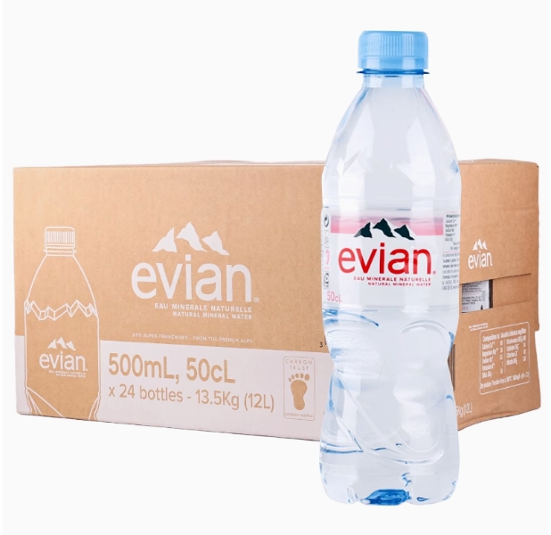 依云(evian)法国进口天然矿泉水塑瓶装 500ML*24瓶