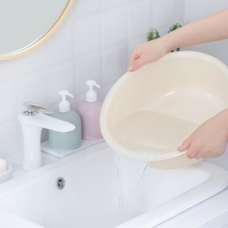 茶花 507 塑料洗脸盆家用小号33CM雅致盆(浅米色 蓝色)颜色随机4.8L - 茶花