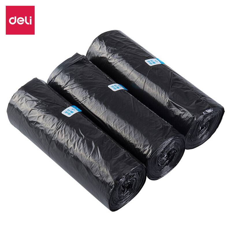 得力(deli)9587(黑色)平底垃圾袋(3卷/包)450*500*0.007mm