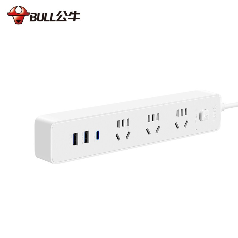 公牛(BULL)GN-UU4203三位总控 带USB 快充小白插座PD20W 1.8M - 公牛(BULL)