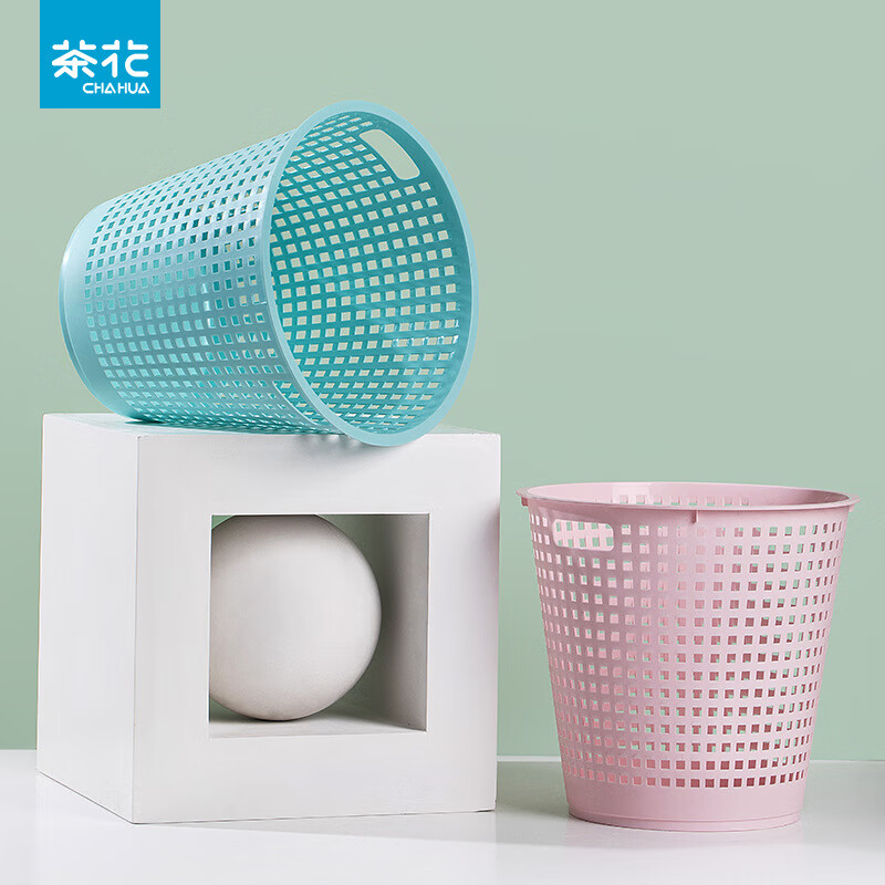 茶花 1206大号废纸篓(红色 咖色 蓝绿色)颜色随机发 - 茶花