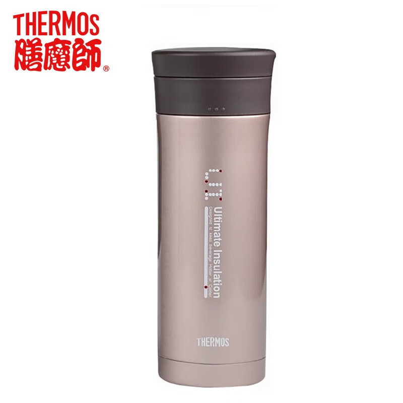 膳魔师(THERMOS)JMK-500保温杯不锈钢带茶隔水杯子商务办公男女士水杯子 470ml浅银红 - 膳魔师(THERMOS)