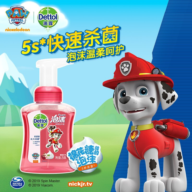 滴露(Dettol)泡沫抑菌洗手液汪汪队樱桃芬芳250ml*2