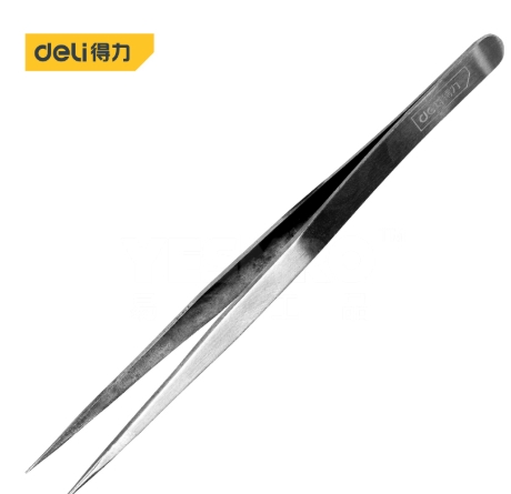 得力工具DL396201镊子140mm尖头不锈钢(银)(支)