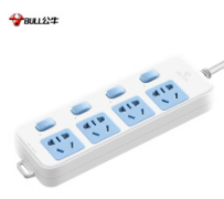 公牛(BULL)GN-315(蓝白)新国标 四位分控 电源插线板 3M吸