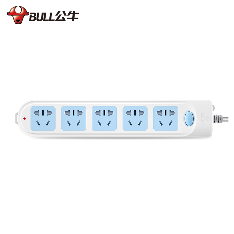 公牛(BULL)GN-602(蓝白)新国标五位总控 电源插线板 5M吸