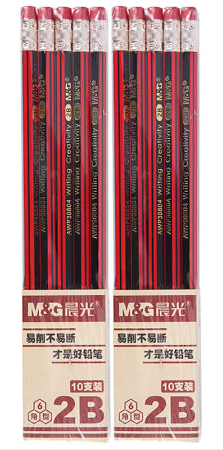 晨光(M&G)AWP30804六角木杆铅笔红黑抽条2B