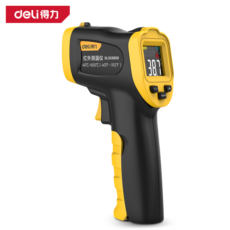 得力工具DL333600红外测温仪-40℃~600℃彩屏(黄)(把)