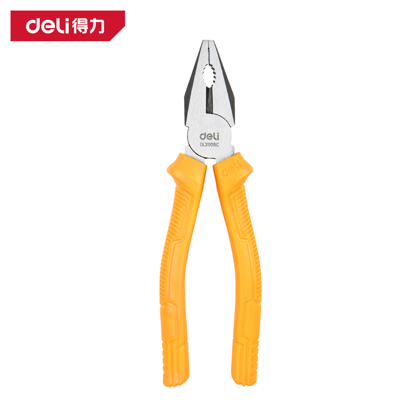 得力工具DL2008C德式钢丝钳8寸(黄)(把)