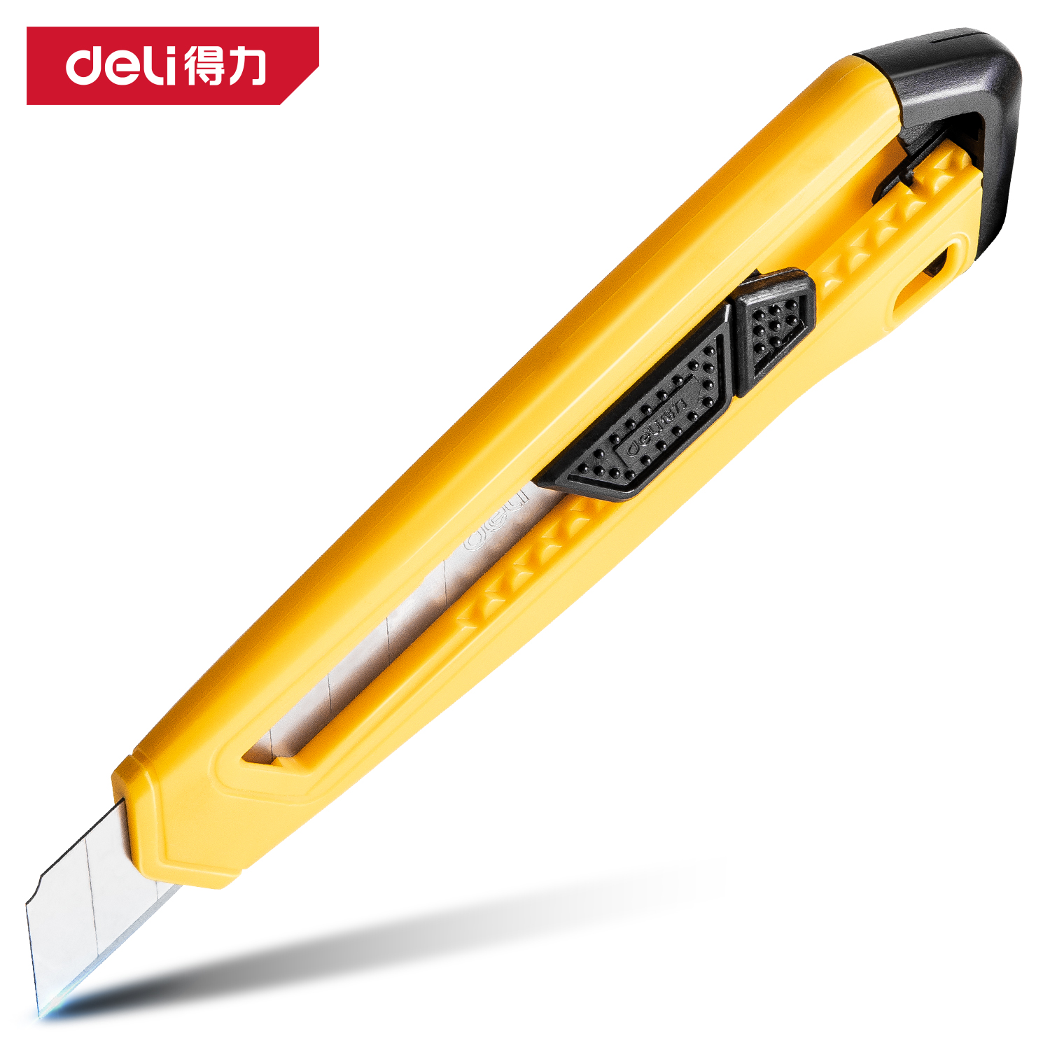 得力工具DL018B塑壳美工刀18mm银刃(黄)(把)