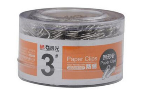 晨光(M&G)ABS91697办公用3号金属回形针PVC筒装