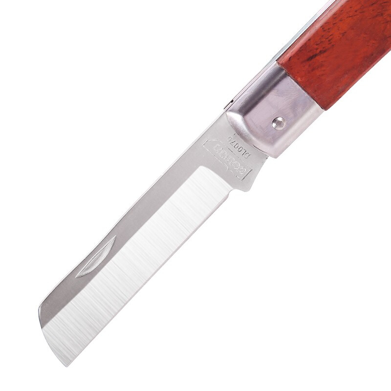 得力工具DL0070电工刀200mm直嘴梨花木(黄)(把)