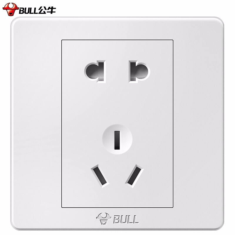 公牛(BULL)GN-G07Z223(白色)五孔墙壁开关面板 86型10A
