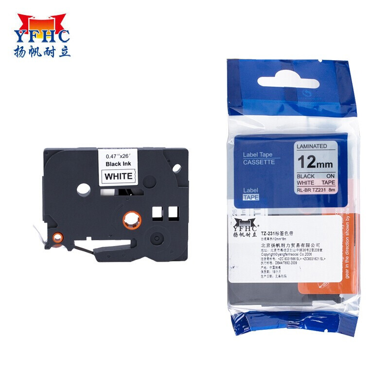扬帆耐立(YFHC)TZ-231标签色带(白底黑字/12mm)