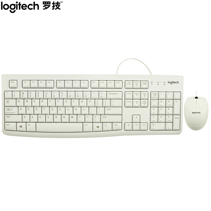 罗技(Logitech)MK120 有线键鼠套装 白色