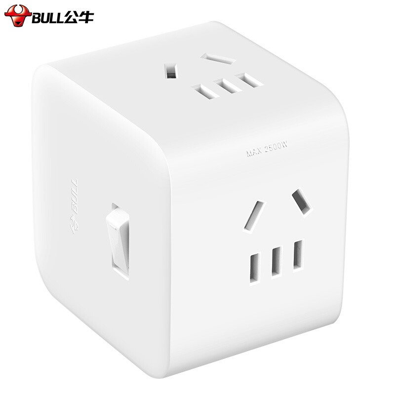 公牛(BULL)GNV-UEB04W(白色)四孔 魔方插座 无线