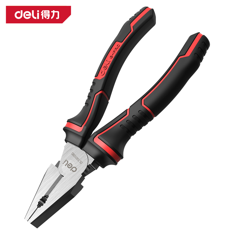 得力工具DL100108G工业级日式省力钢丝钳8寸高寿命(红)(把)