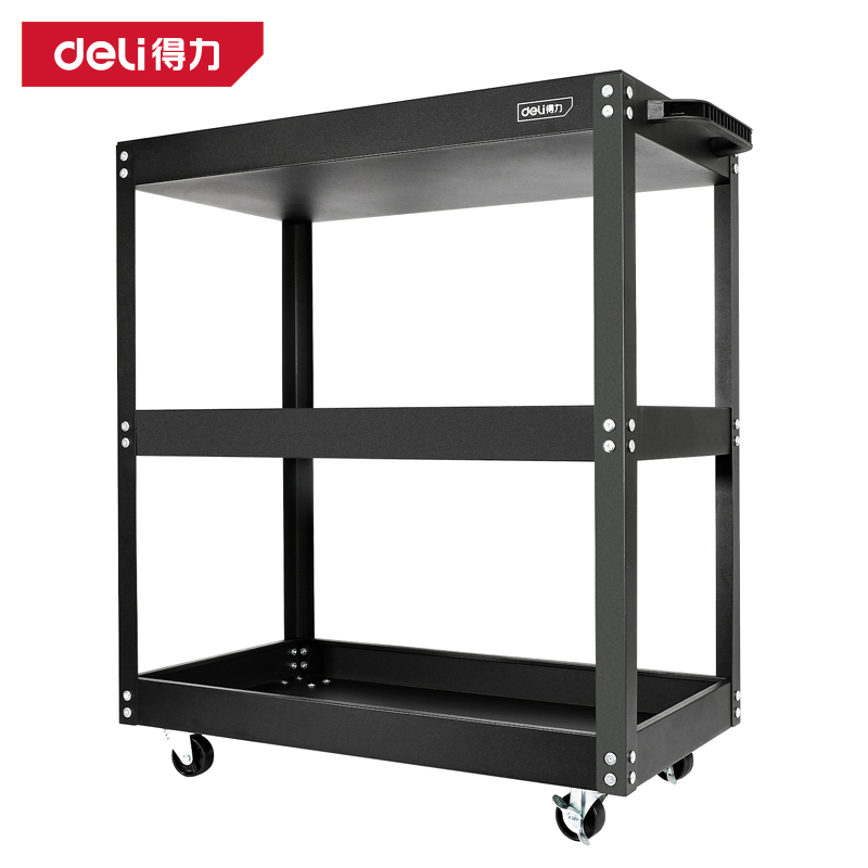 得力工具DL433023加强型三层工具车75x35x76cm(黑)(台)
