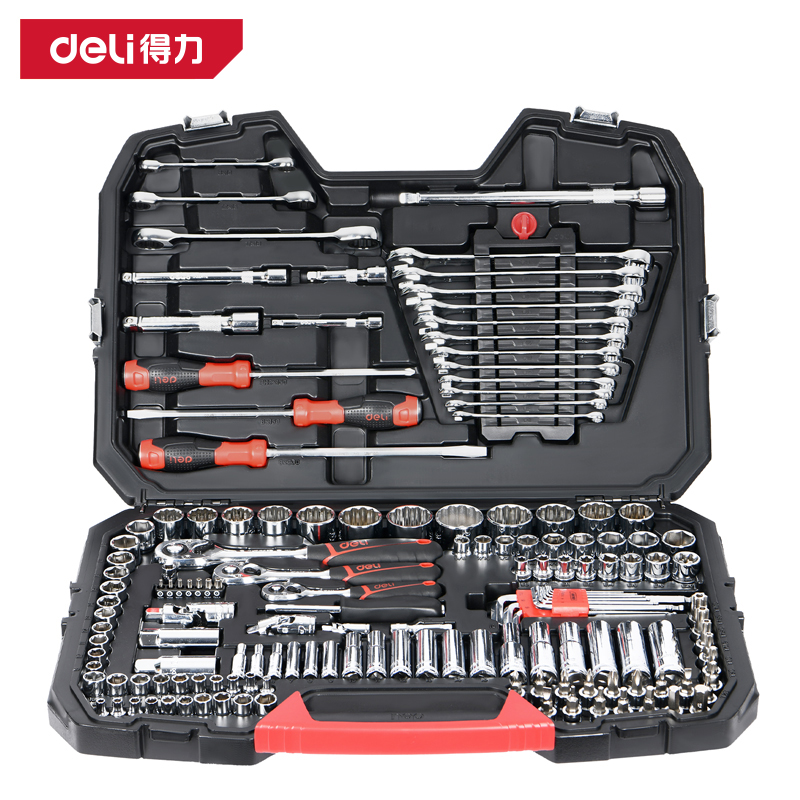 得力工具DQ01150(终保)150件6.3×10×12.5mm综合组套(红)(套)