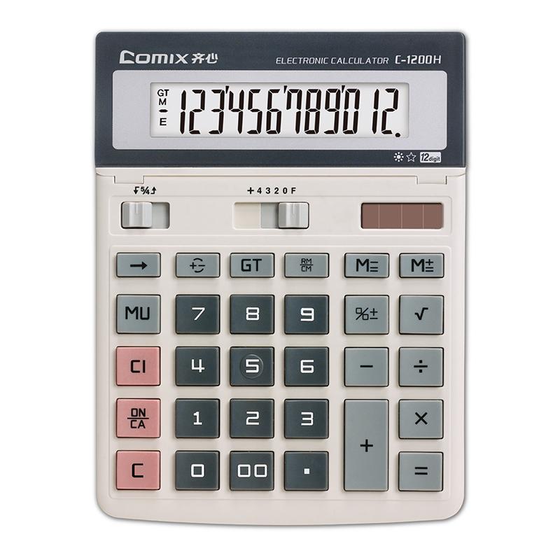 齐心(COMIX)C-1200H(白色)舒视办公计算器
