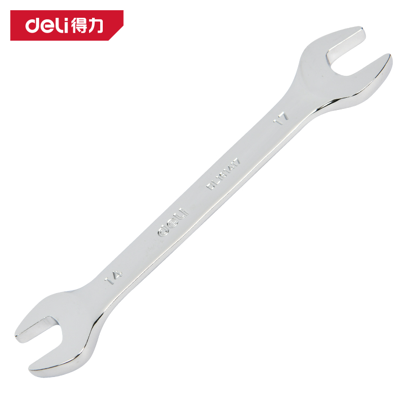 得力工具DL161417镜面双开口扳手14x17mm(银)(把)