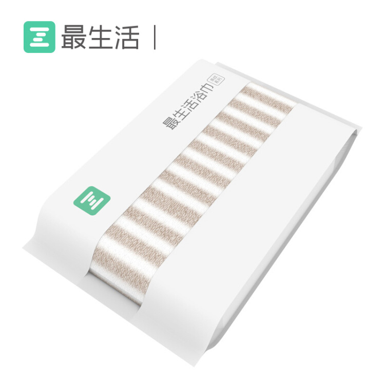 最生活(a-life)A-1173(棕白)条纹纯棉浴巾70cm*145cm,650g