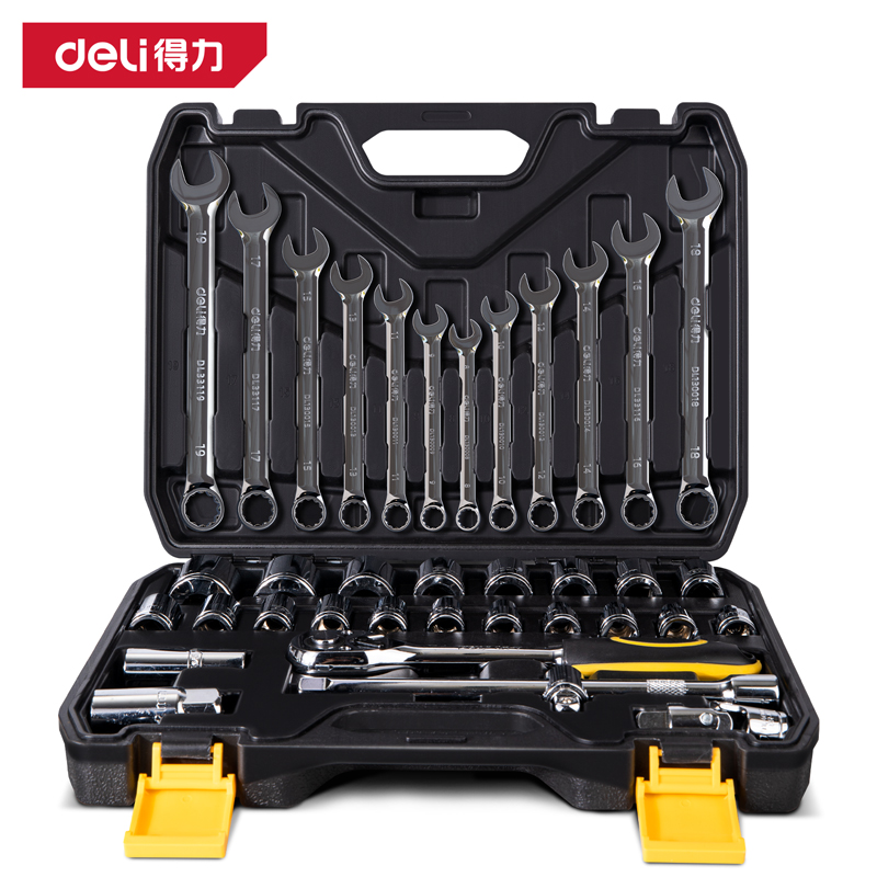 得力工具DL2037TB_37件12.5mm系列套筒扳手组套(黑)(套)