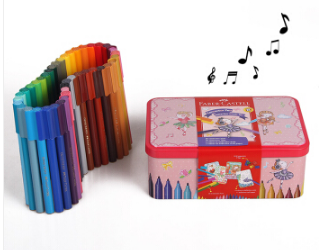 辉柏嘉(Faber-castell)155098(40色)可拼水彩笔音乐铁盒装