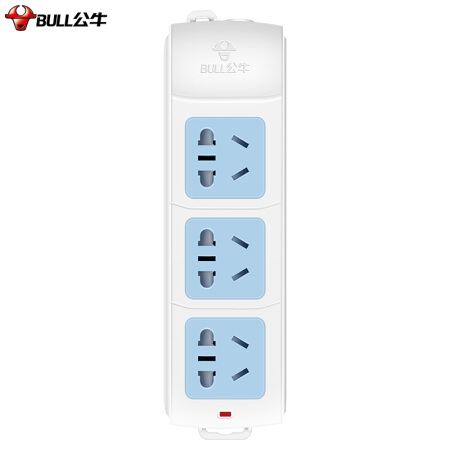 公牛(BULL)GN-A03(蓝白)新国标 三位无开关 电源插线板 无线袋
