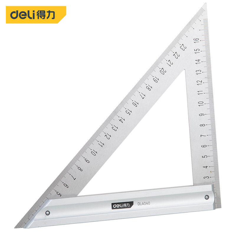 得力工具DL4040三角尺200mm铝型材(银)(把)