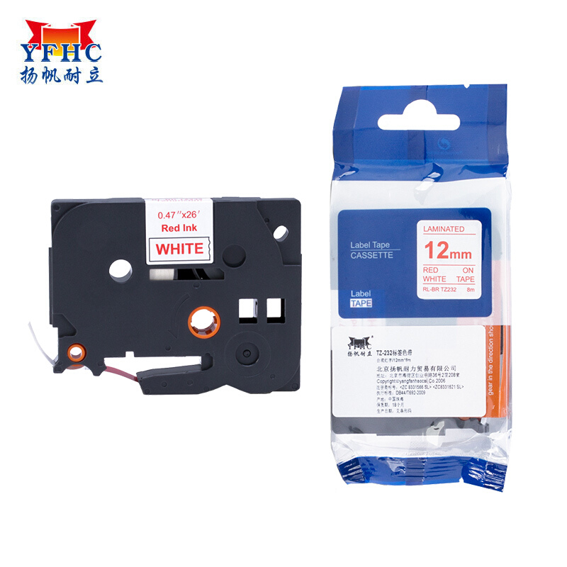 扬帆耐立(YFHC)TZ-232标签色带(白底红字/12mm)