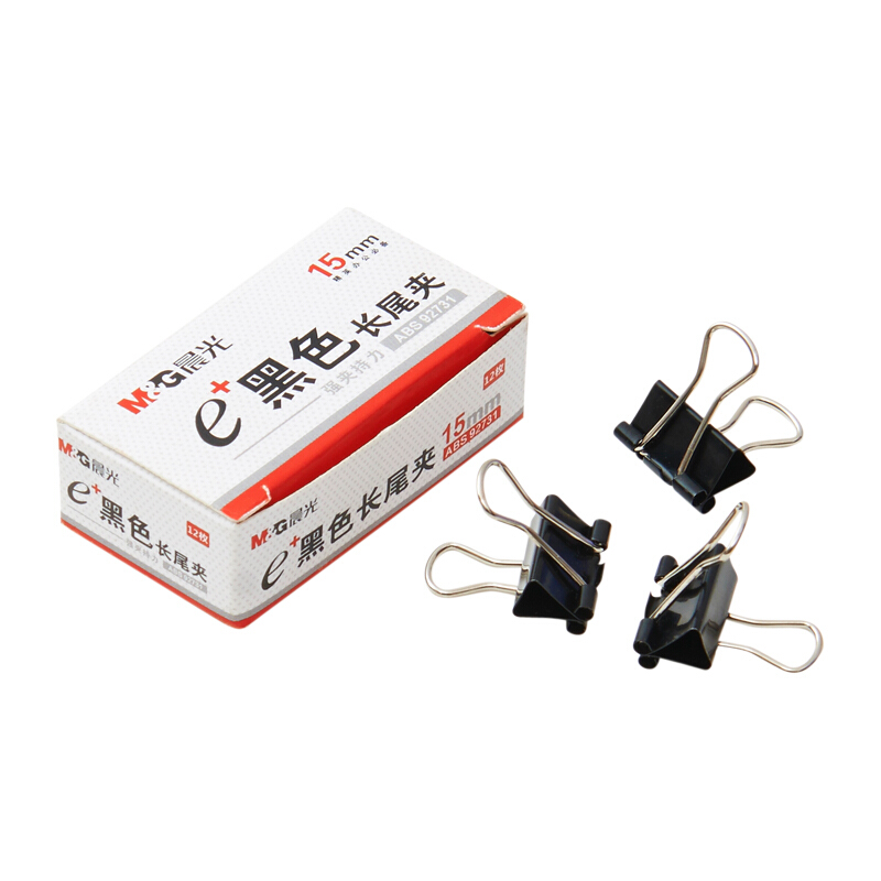 晨光(M&G)ABS92731 Eplus盒装黑色长尾夹15mm