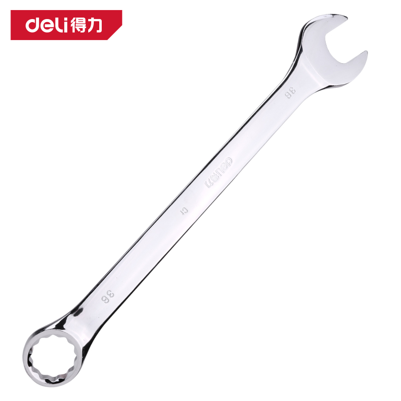 得力工具DL33136镜面两用扳手36mm铬钒钢(银)(把)
