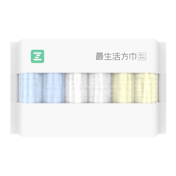 最生活(a-life)婴儿系列毛巾25cm*25cm,20g(蓝色、米黄、白色各2条)