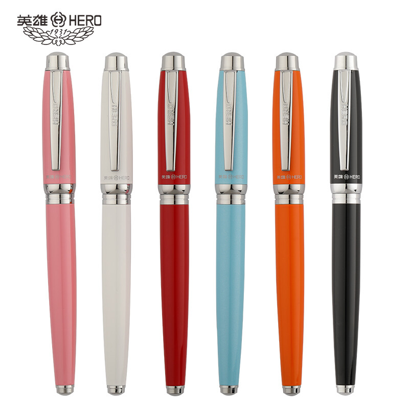 英雄(HERO)H602(亮黑漆)特细套杆铱金钢笔