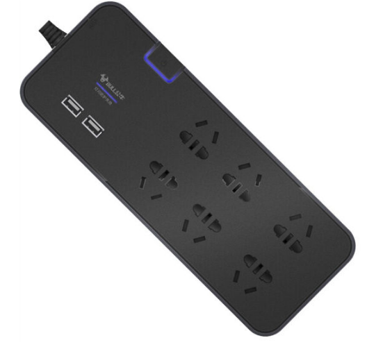 公牛(BULL)GN-H306U(黑色)新国标 六位总控 抗电涌带USB 3M吸