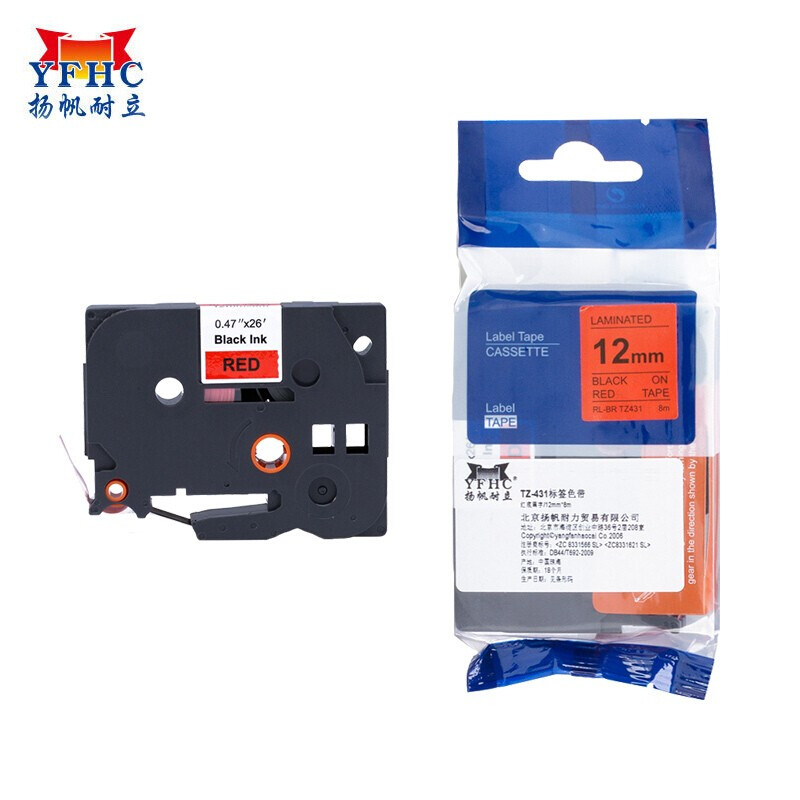 扬帆耐立(YFHC)TZ-431标签色带(红底黑字/12mm)