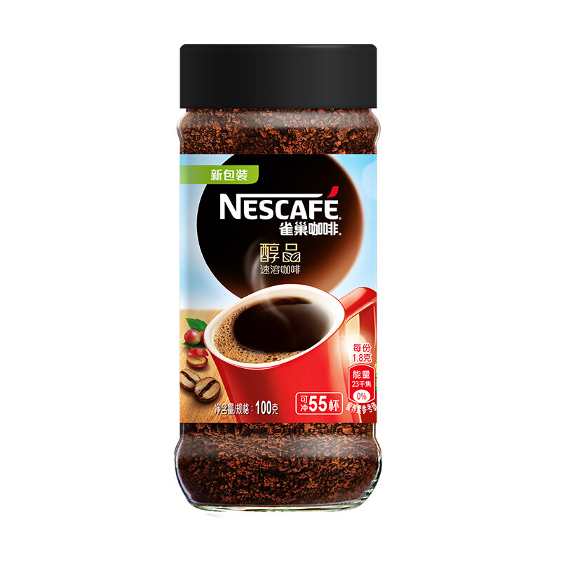 雀巢(Nestle)咖啡醇品黑咖啡无糖原味瓶装 100g