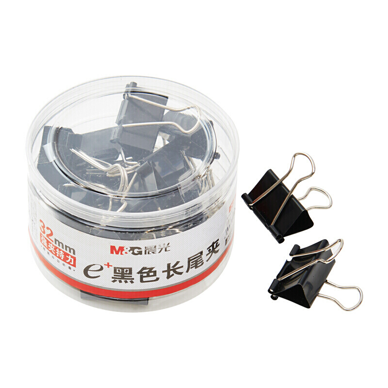 晨光(M&G)ABS92734 Eplus筒装黑色长尾夹32mm