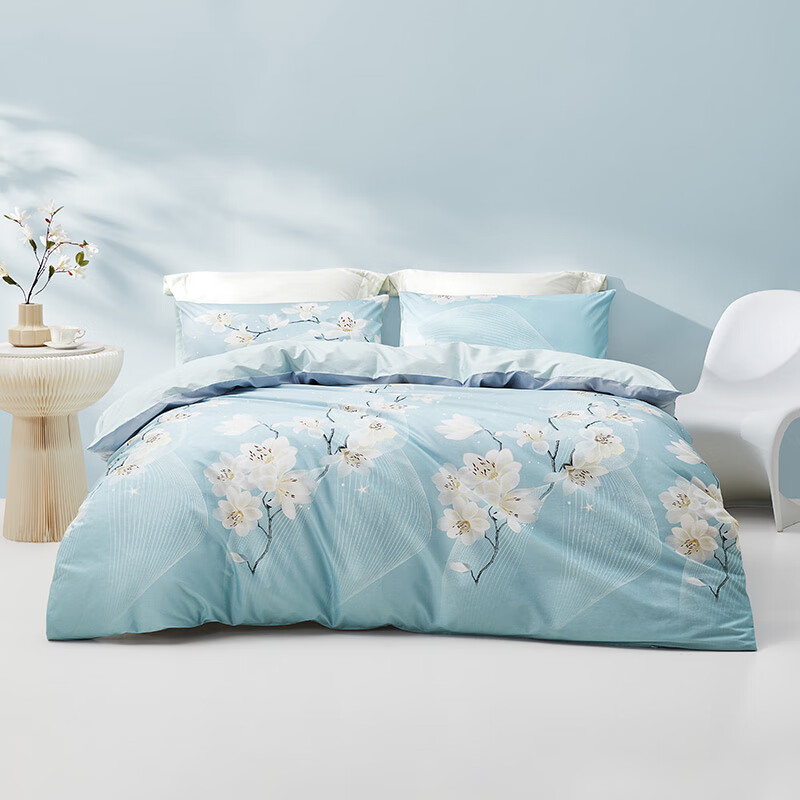 罗莱(LUOLAI)冬日暖阳全棉四件套(规格尺寸:枕套48*74cmX2 被套200*230cmX1 床单230*240