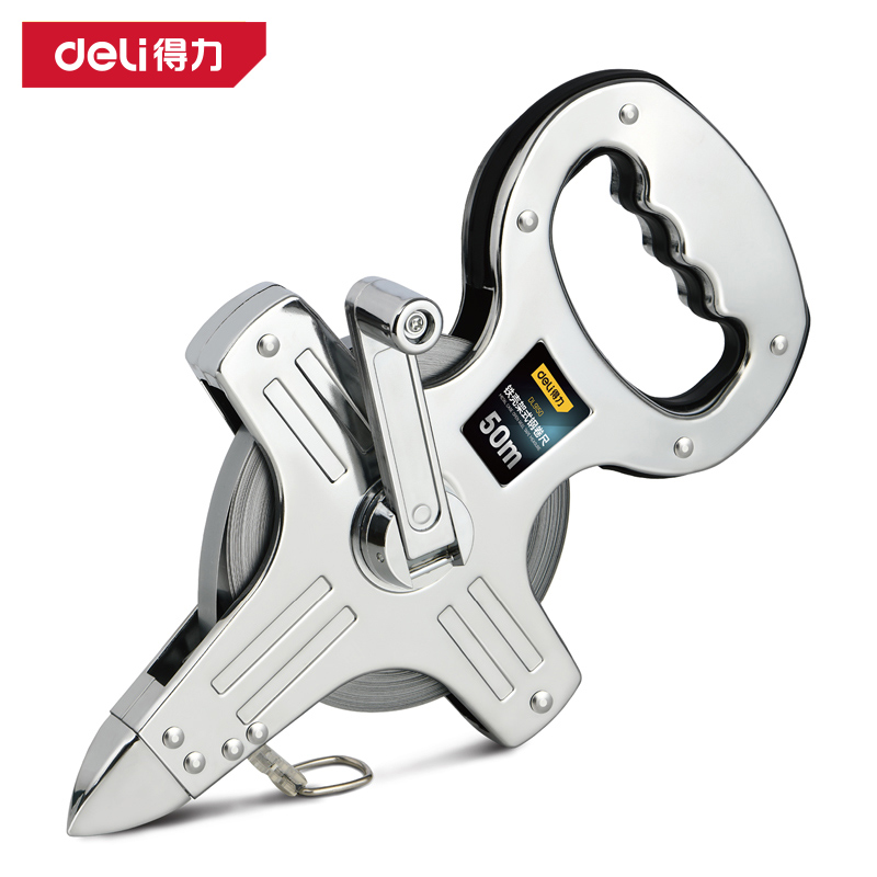 得力工具DL9150架式钢卷尺50mx12.5mm铁壳(银)(把)