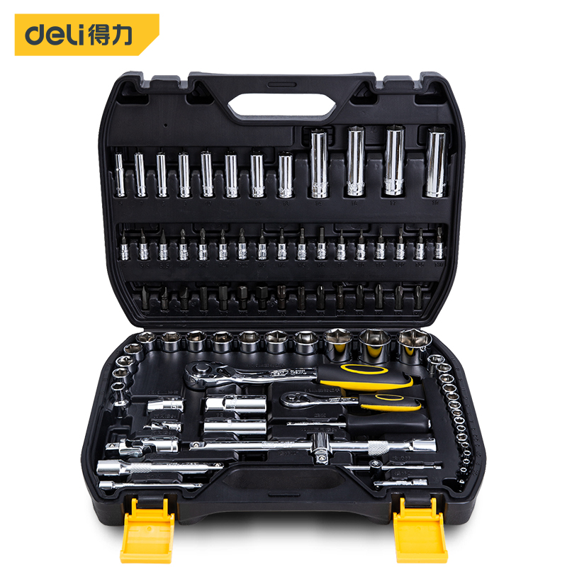 得力工具DL3086T_86件6.3x12.5mm系列套筒组套(黑)(套)