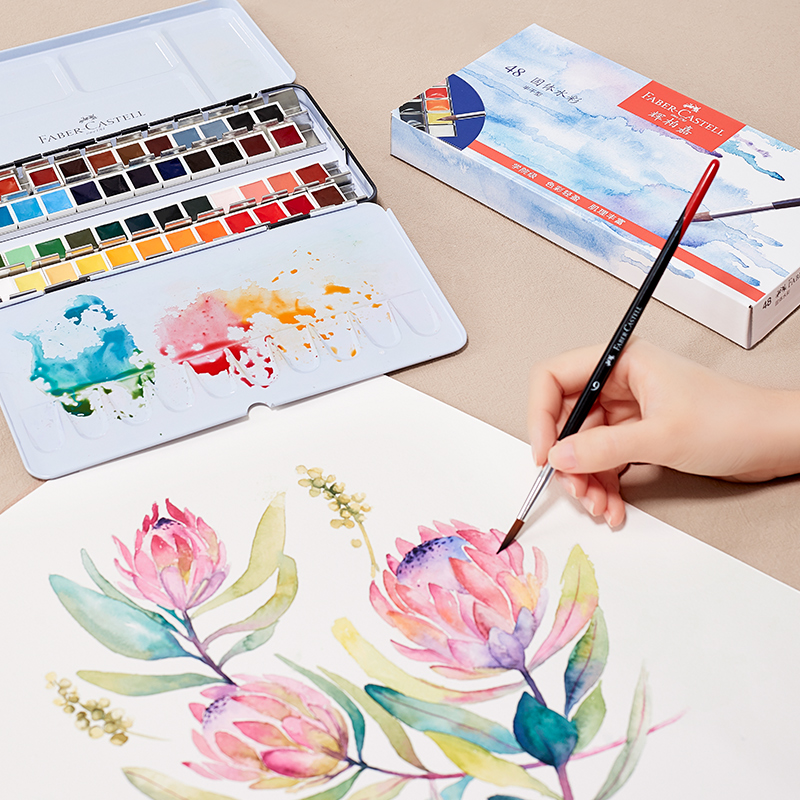 辉柏嘉(Faber-castell)半干固体水彩24色铁盒