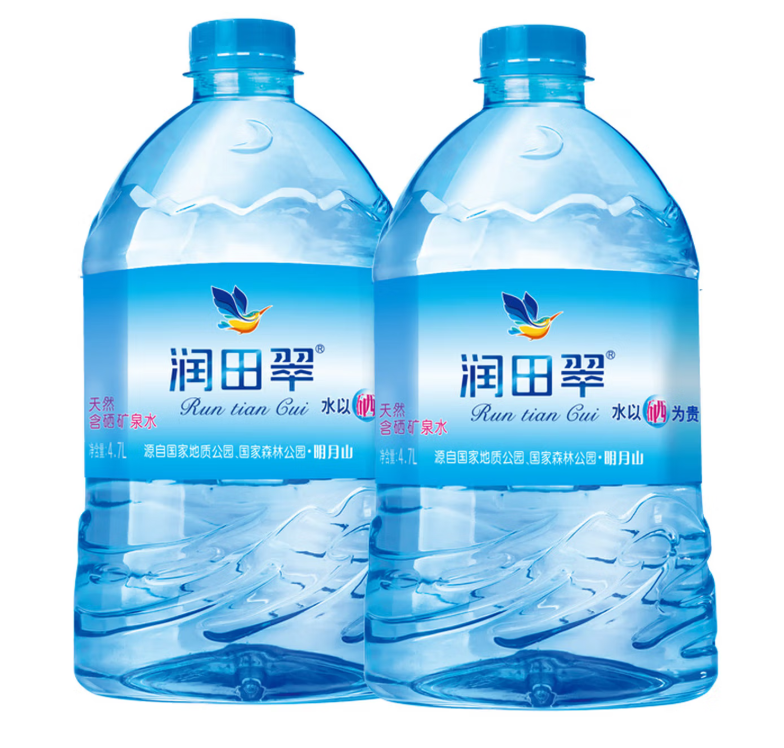 润田翠 runtian 天然含硒矿泉水 4.7升*2瓶 整箱