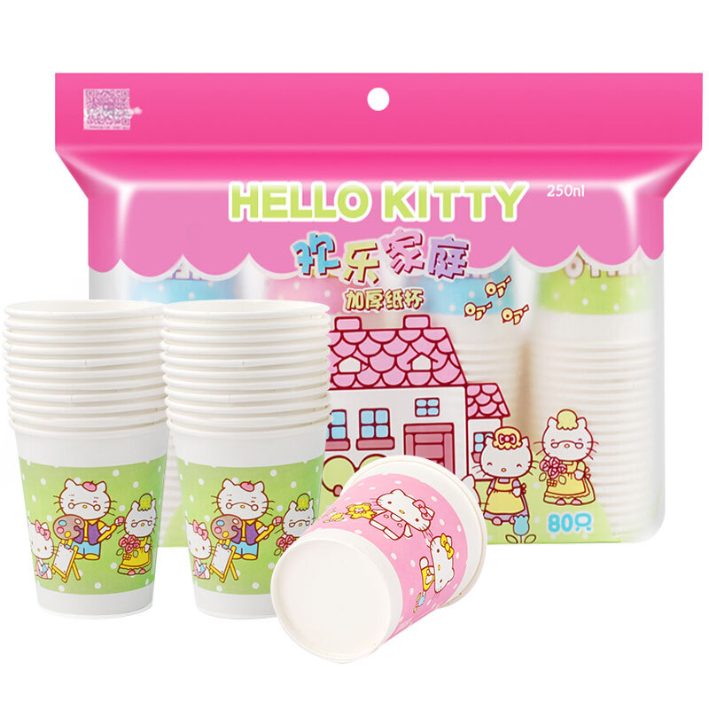 宜洁(yekee)K-9560 Hello Kiy欢乐家庭加厚纸杯 250ml 80只