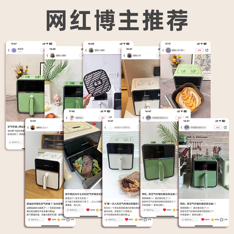 摩飞(Morphyrichards)MR8103可视空气炸锅不粘易清洁3.5L白色