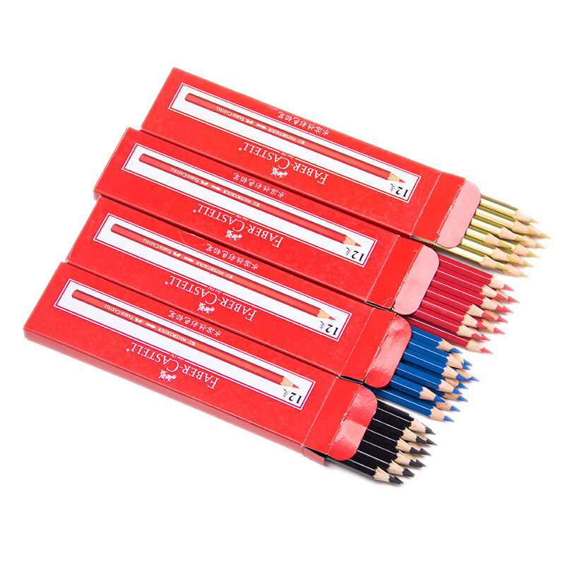 辉柏嘉(Faber-castell)水溶451(蓝)水溶性/油性铅笔作战绘图标图彩铅红蓝黑绘图彩色铅