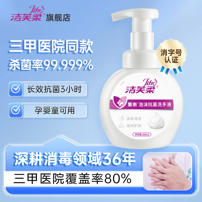 洁芙柔(JIFRO) 泡沫抗菌洗手液 300ML